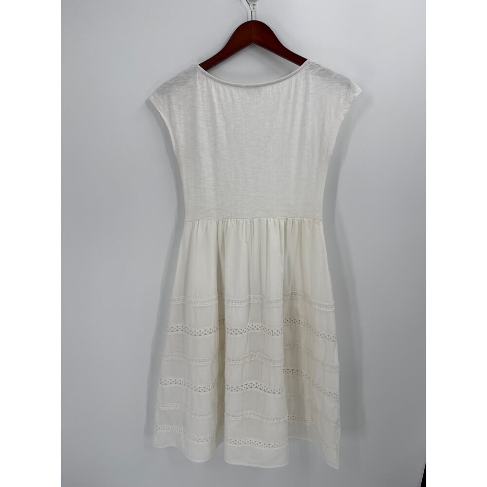 Boden Polly Mixed Media Cap Sleeve Dress Ivory White Cotton Eyelet Size 2 Petite - Picture 6 of 8